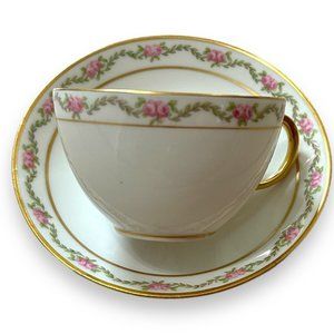 Limoges Tea Cup & Saucer -GDA France Ch. Field Haviland J.McD. & S. Co Limoges
